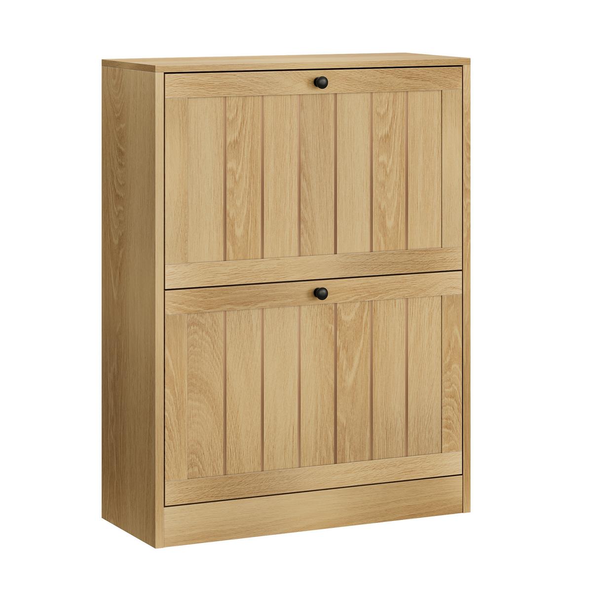 SCHUHESCHRANK Eichenfarben Mit 2 Kippfächern Mid-Century - Eichefarben, Holzwerkstoff (60/80/24cm) - Urban Meuble