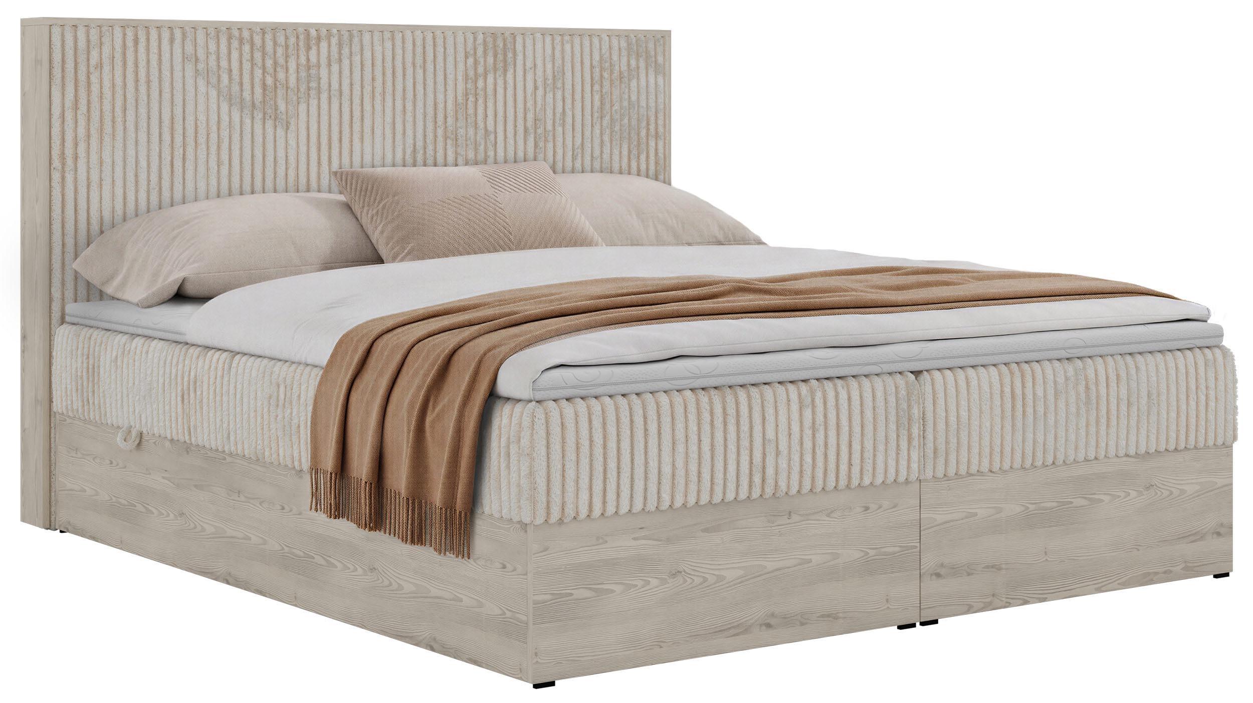 BOXBETT NORDIC 160/200 - Beige Cord - Topper T25 - H4 - Beige/Schwarz, Kunststoff/Textil (160/200cm) - MKS