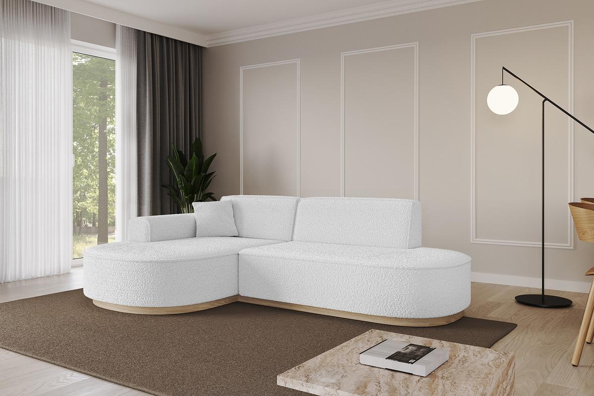ECKSOFA Ottomane Links MARI-L1-v1 - 243x171x83 cm Weiß Bouclé - Weiß, Holzwerkstoff/Textil (243/171cm) - ALTDECOR