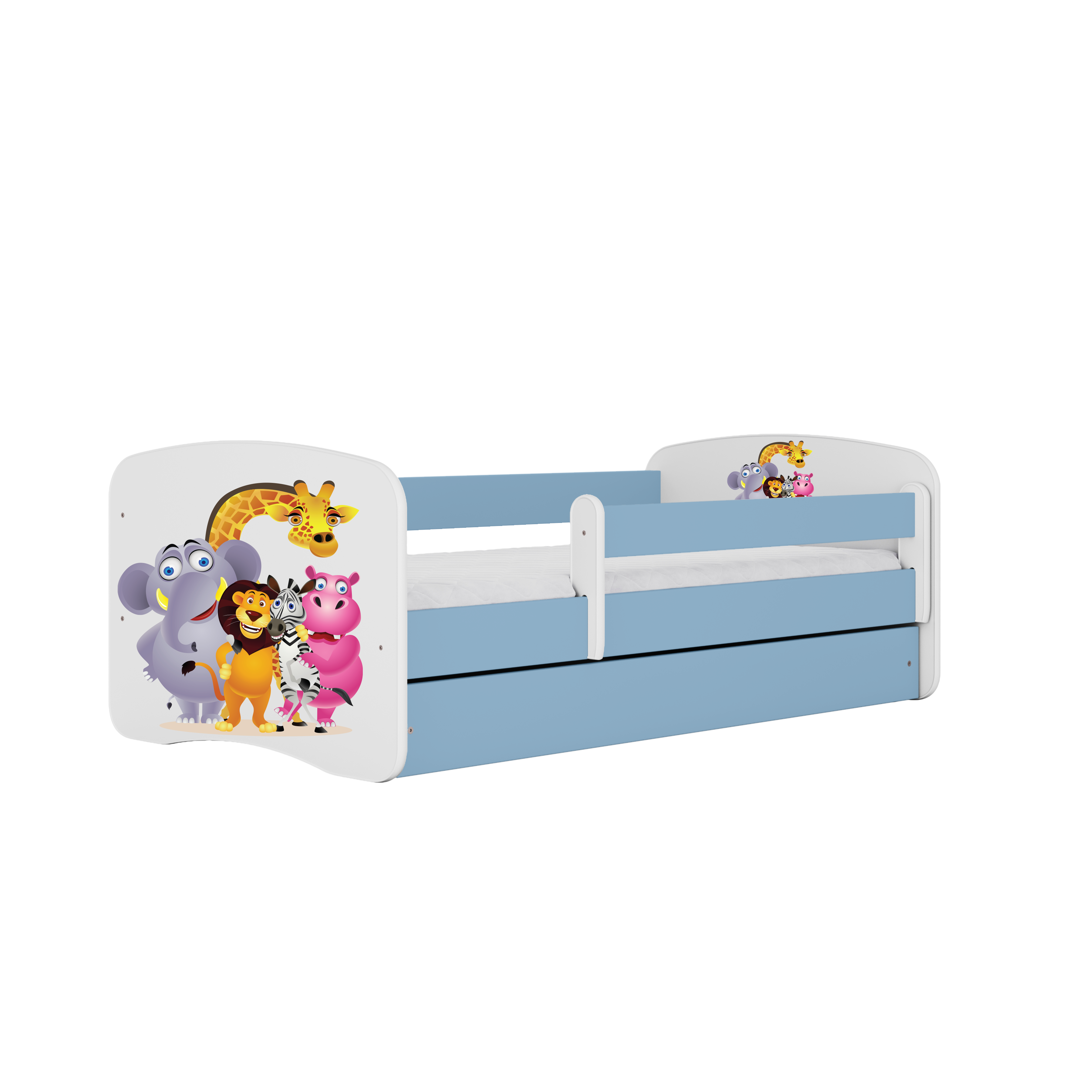 KINDERBETT ZOO mit Schublade und Matratze 160/80 - Blau, Holzwerkstoff (80/160cm) - RAUMHIRSCH FURNITURE