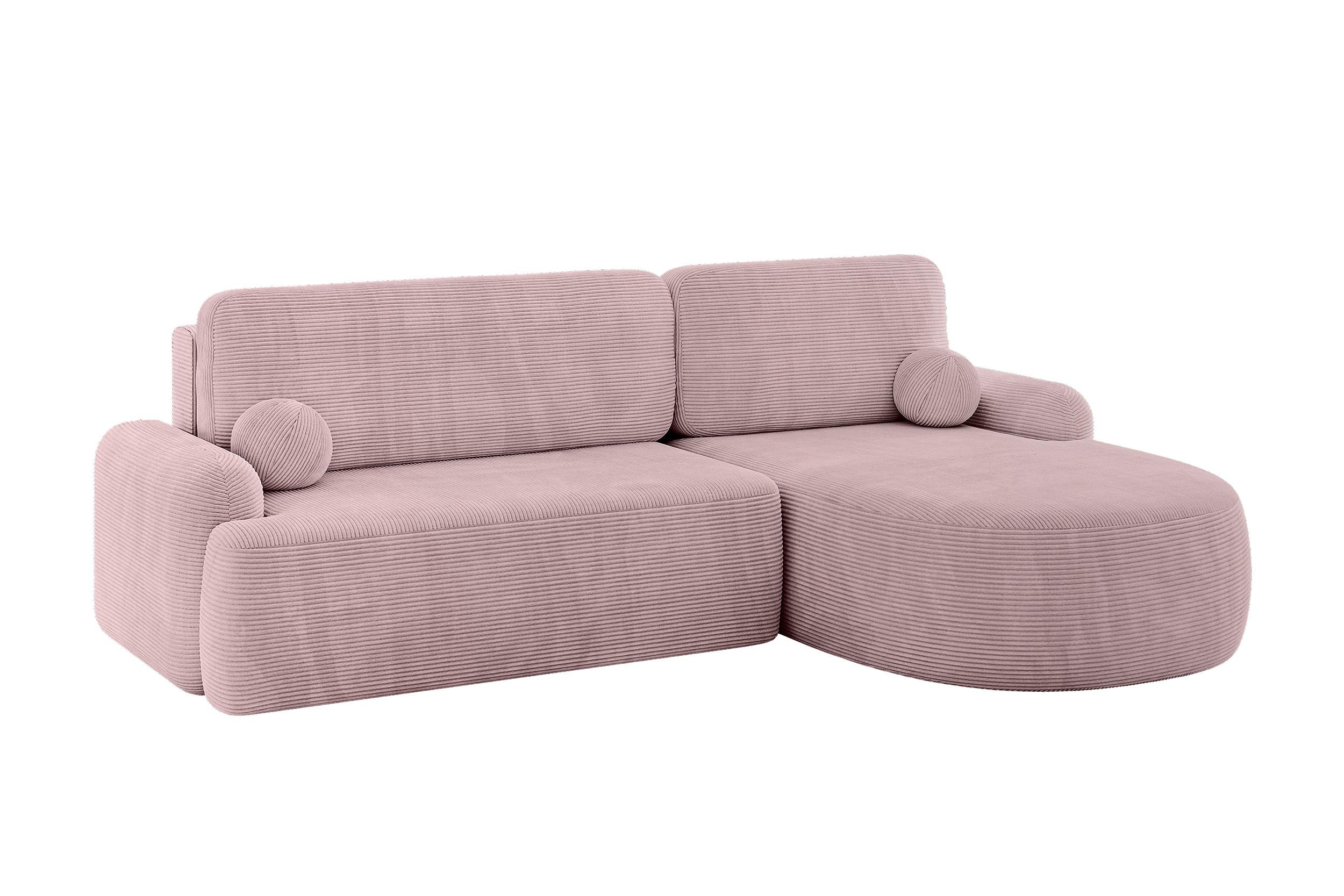 ECKSOFA mit Schlaffunktion und Bettkasten LIRA-L - 264x172x89 Rosa - Rosa, Holzwerkstoff/Textil (172/264cm) - ALTDECOR