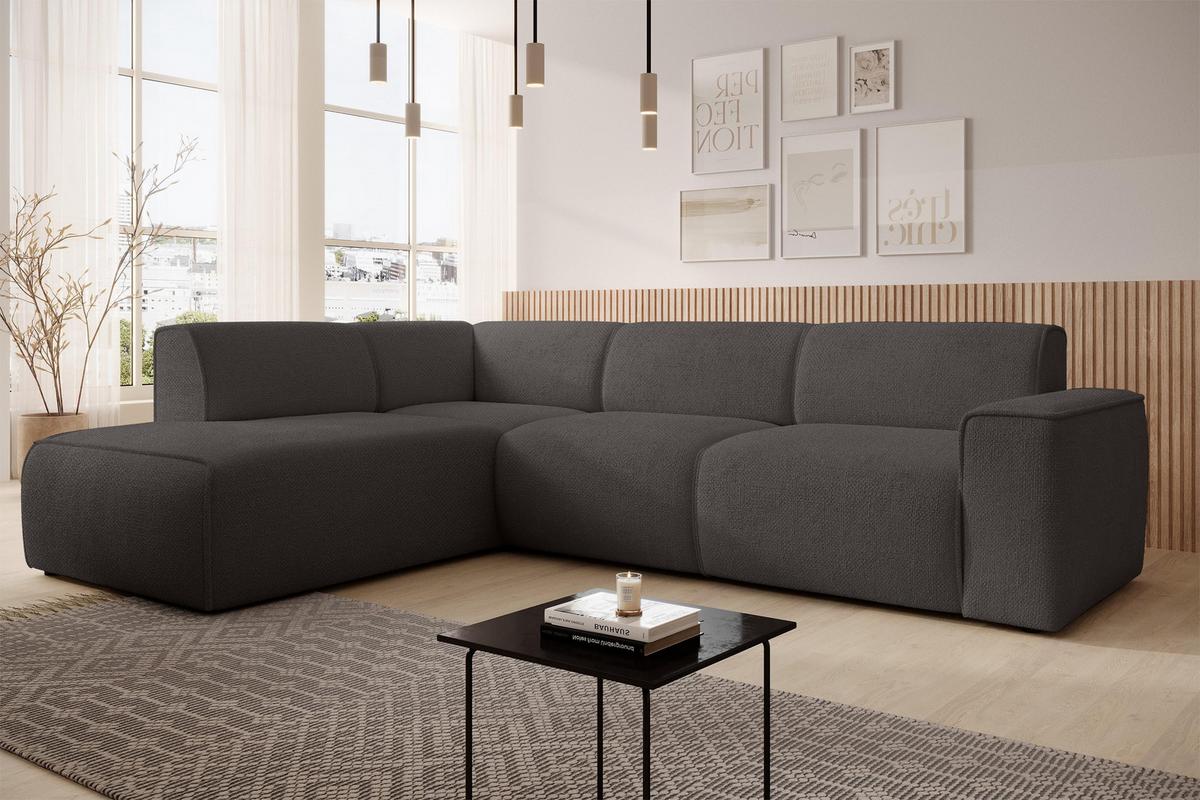 ECKSOFA L Form Didim Grau 292/220/78 cm – großes Sofa stilvoll & bequem L - Schwarz/Grau, Kunststoff/Textil (220/292cm) - AX Living