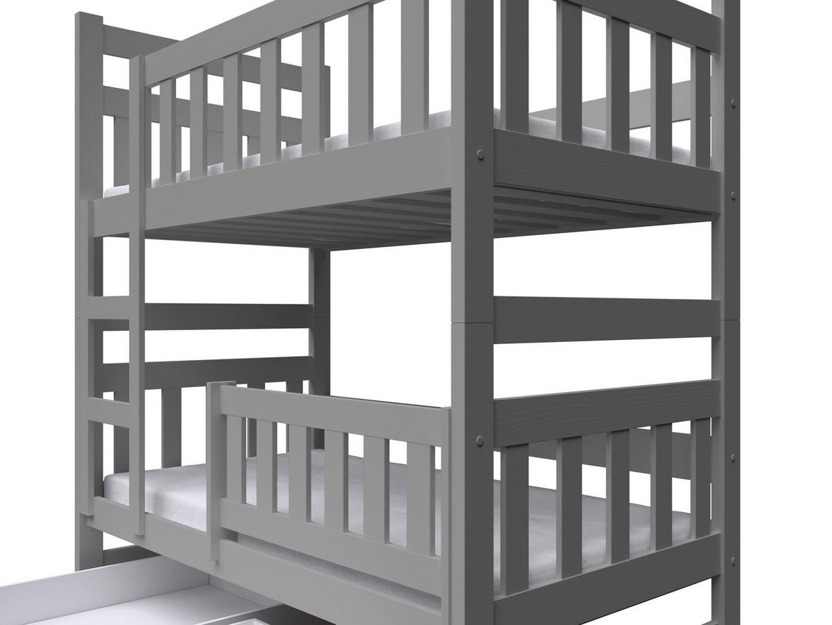 ETAGENBETT DINOS mit Bettkasten 80x160 cm Grau - Grau, Holz (80/160cm) - MASSENO