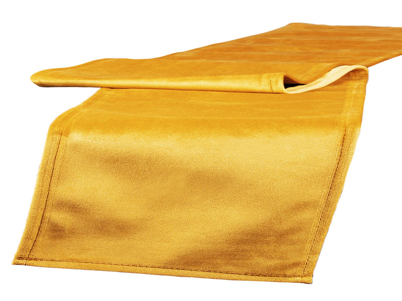 XL-TISCHLÄUFER Samt&Sonders curry-senf 220/40 cm - Currygelb, Textil (40/220cm) - beties Heimtextil