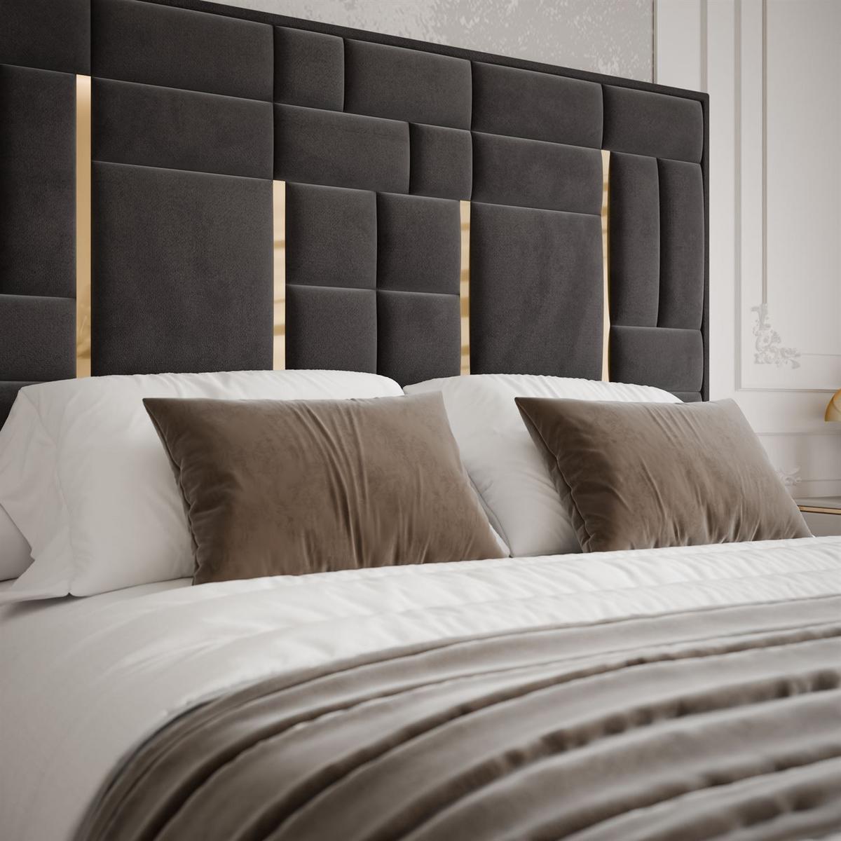 POLSTERBETT BRIGITTE GOLD mit Bettkasten 140x200 cm Element 01 - Anthrazit, Textil (140/200cm) - Lookway
