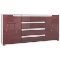 SIDEBOARD Sylt Bordeaux Hochglanz / Weiß Hochglanz - Bordeaux, Holzwerkstoff (166.5/75.5/35cm) - Vladon