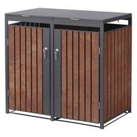 MÜLLTONNENBOX 2er Anthrazit-Rostoptik - Rotbraun, Metall (132/120/80cm) - ML-DESIGN