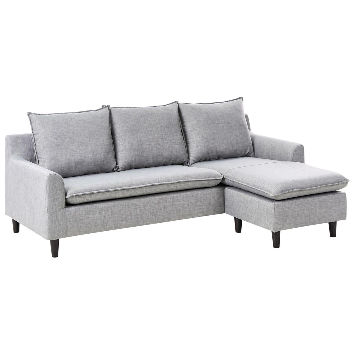 ECKSOFA Polsterbezug Hellgrau Elvenes - Hellgrau, Textil (206/140cm) - Beliani