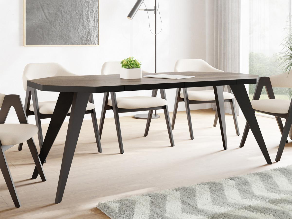 ESSTISCH Diamond Black achteckiger ausziehbarer, Arvadonna Chestnut 100-150/100/76 cm - Kastanienfarben/Schwarz, Holz/Holzwerkstoff (100/150/77cm) - WFL GROUP