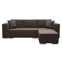 ECKSOFA L Form Vinoria Braun 255/180/82 cm Rechts mit Schlaffunktion - Chromfarben/Braun, Textil/Metall (255/180cm) - AX Living