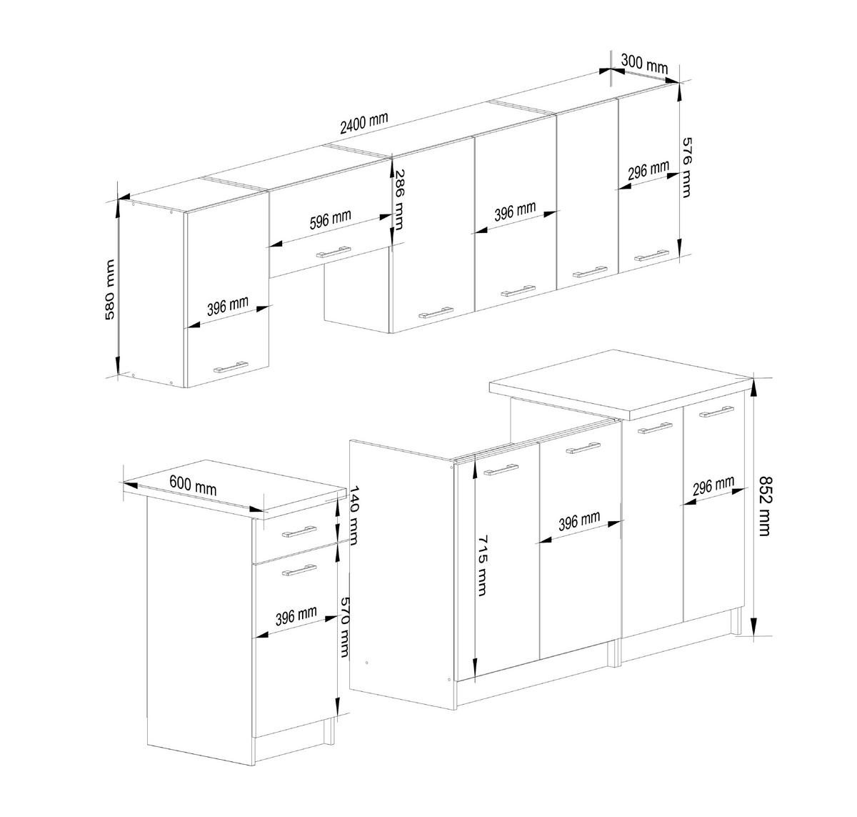 KÜCHENLEERBLOCK Weiß 203/240/46 - Weiß, Holzwerkstoff (240/203/46cm) - RAUMHIRSCH FURNITURE