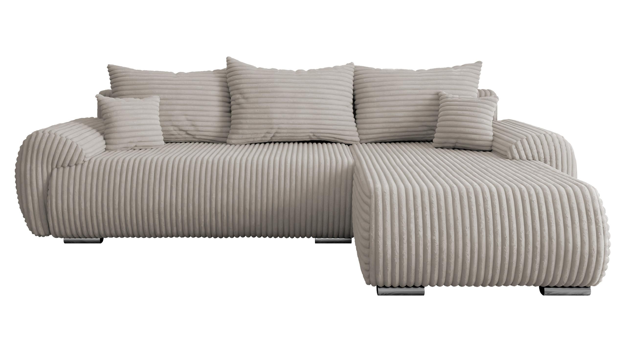 ECKSOFA Ubo L Cord, Seite: Rechts - Hellbraun/Silberfarben, Holz/Kunststoff (282/187cm) - MIRJAN24