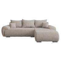 ECKSOFA Ubo L Cord, Seite: Rechts - Hellbraun/Silberfarben, Holz/Kunststoff (282/187cm) - MIRJAN24