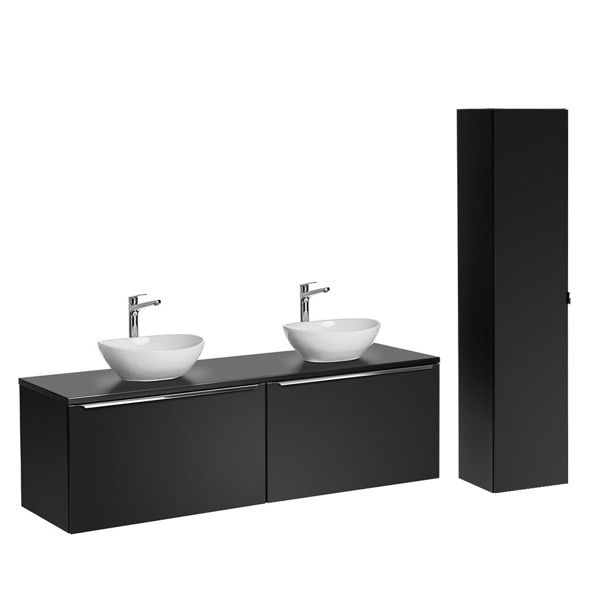 BADMÖBEL 160cm Éros 2er-Set Schwarz - Schwarz, Holzwerkstoff (160/48/46cm) - Petits-meubles