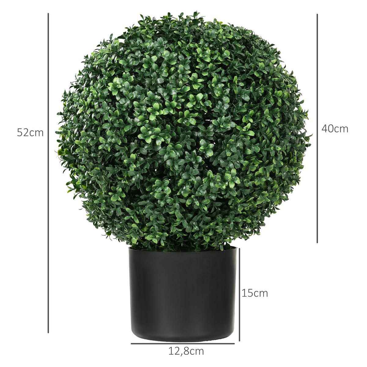 KÜNSTLICHE Pflanzen, 2er-Set UV-beständige Kunstpflanze im Blumentopf Grün - Grün, Kunststoff (52cm) - HOMCOM