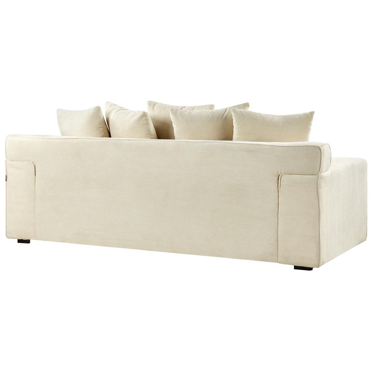 3-SITZER-SOFA Cord Hellbeige Viskan - Beige, Textil (200/62/74cm) - Beliani