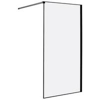 DUSCHWAND 100/190 cm Schwarz Waspam - Transparent/Schwarz, Glas (100/190cm) - Beliani