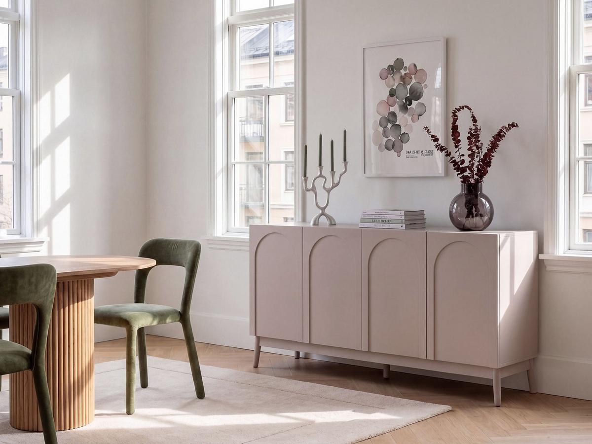 SIDEBOARD mit 4 Türen Hellbeige Boulia - Beige, Holz/Holzwerkstoff (160/82/40cm) - Beliani