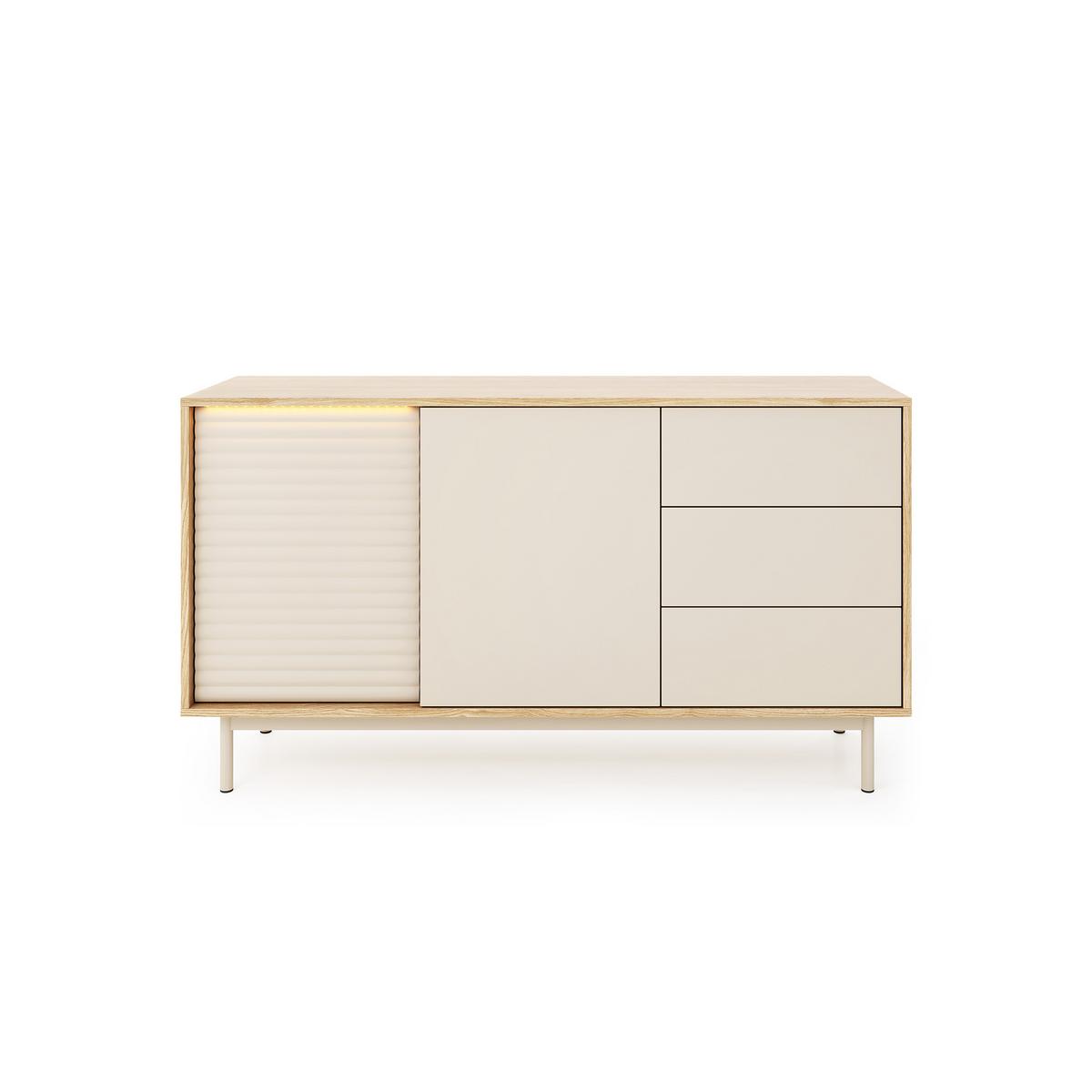 KOMMODE Terra mit 2 Türen und 3 Schubladen, Kaschmir/geölte Eiche - Kaschmir, Holzwerkstoff/Metall (140/77/40cm) - Beautysofa