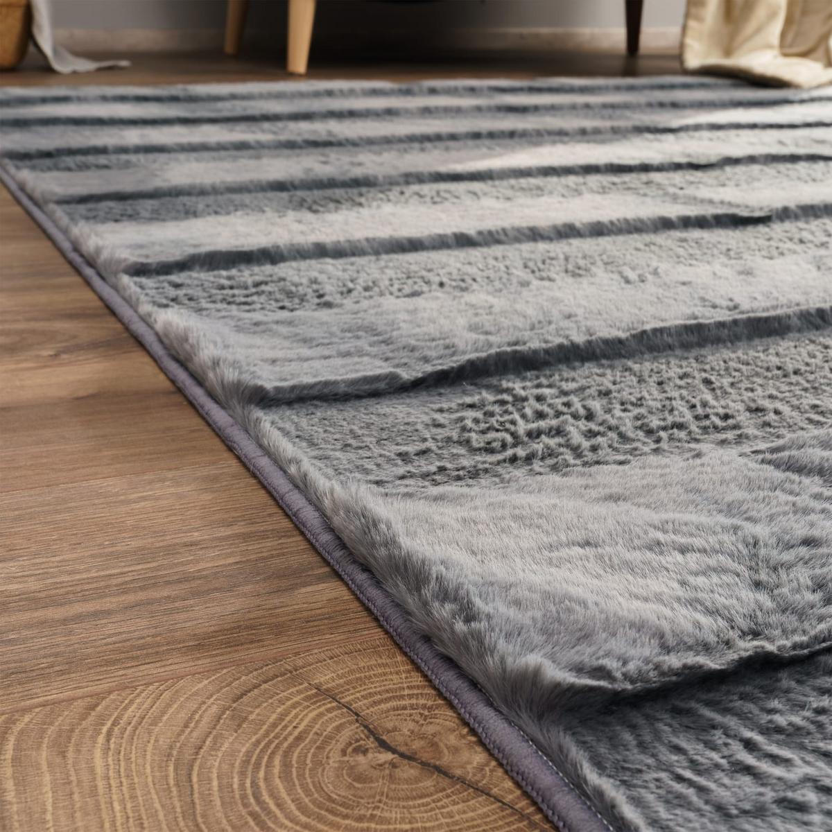 HOCHFLORTEPPICH, mit Struktur, aus Polyester, Florhöhe 22 mm, Anthrazit, 160 x 220 cm - Anthrazit, Textil (220/160cm) - KADIMA DESIGN