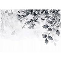 FOTOTAPETE Blätter Schwarz und Weiß Wohnzimmer 200x140 - Weiß, Papier (200/140cm) - Wallarena