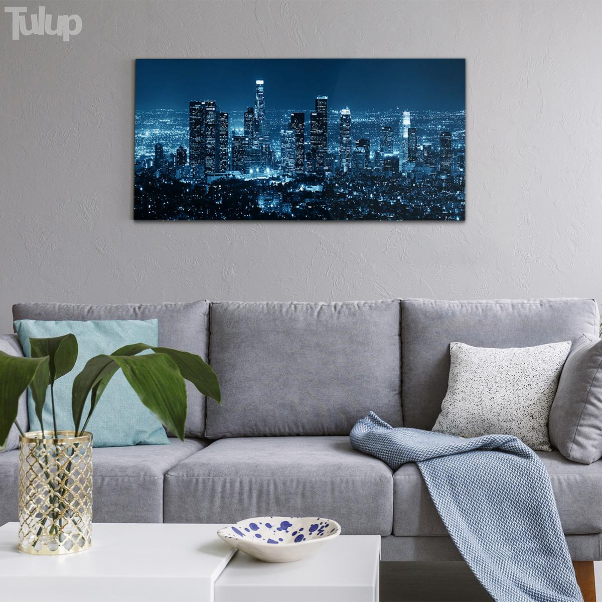 GLASBILD 120x60 cm Los Angeles - Dunkelblau, Glas (120/60cm) - TULUP