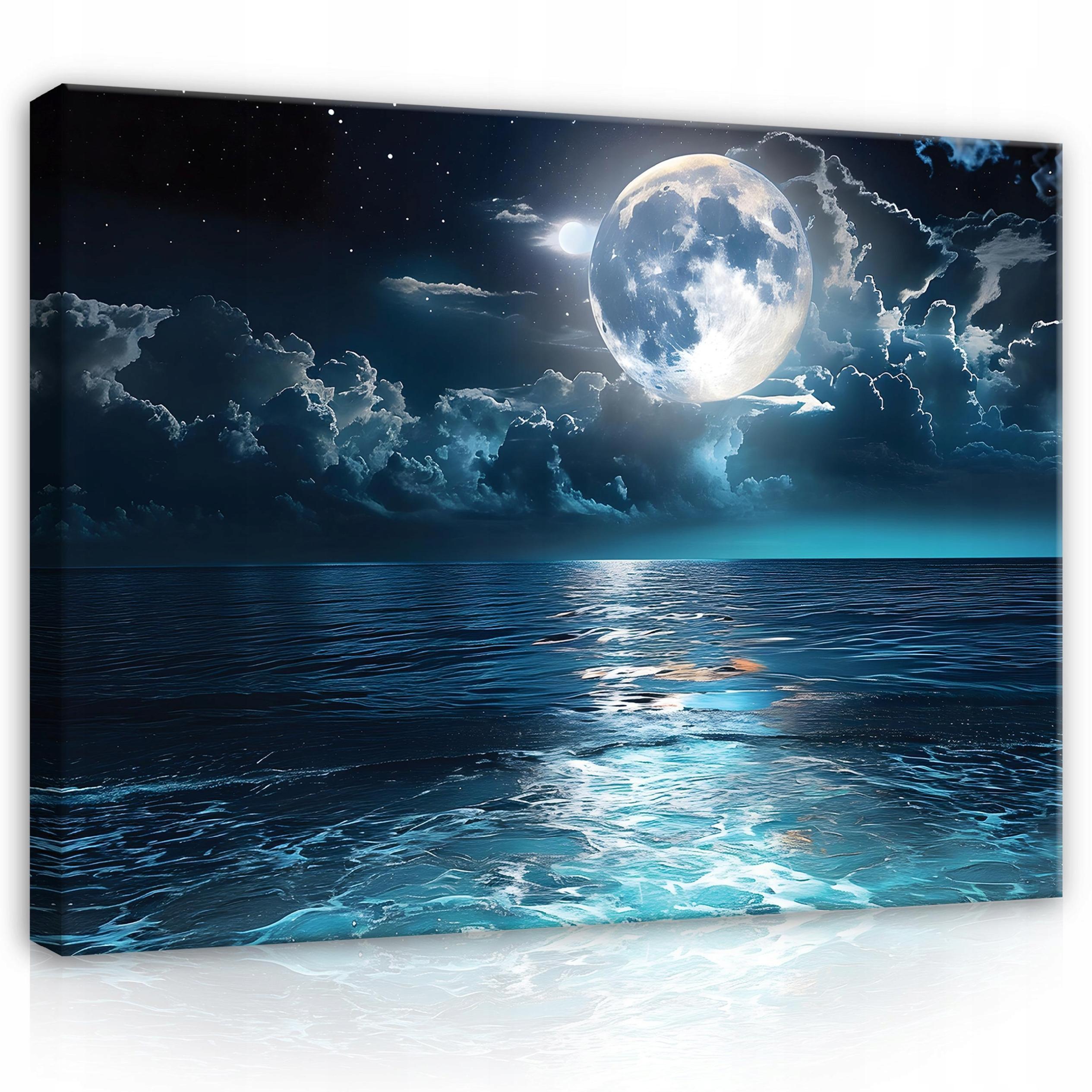 LEINWAND BILDER Meer Mond 120x80 - Multicolor, Holzwerkstoff (120/80cm) - Wallarena