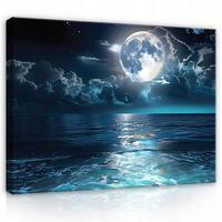 LEINWAND BILDER Meer Mond 120x80 - Multicolor, Holzwerkstoff (120/80cm) - Wallarena