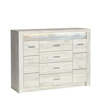 KOMMODE ZERI 137/103,5/42cm mit 4 Schubladen 2 Türen Eiche Bianco - Eiche Bianco, Holzwerkstoff (137/103.5/42cm) - MASSENO