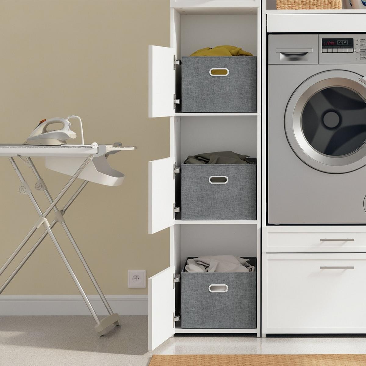 HOCHSCHRANK mit 4 Türen und offenen Fächern BZR232-W - Ahornfarben, Fell (60/186.4/40cm) - SoBuy