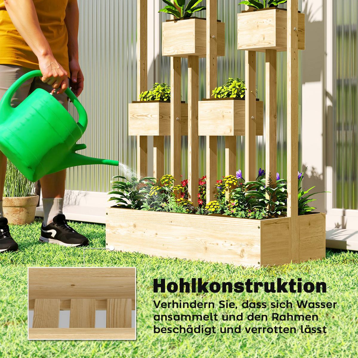 HOCHBEET aus Tannenholz 90/45/170 cm - Naturfarben, Holz (45/170/90cm) - Outsunny