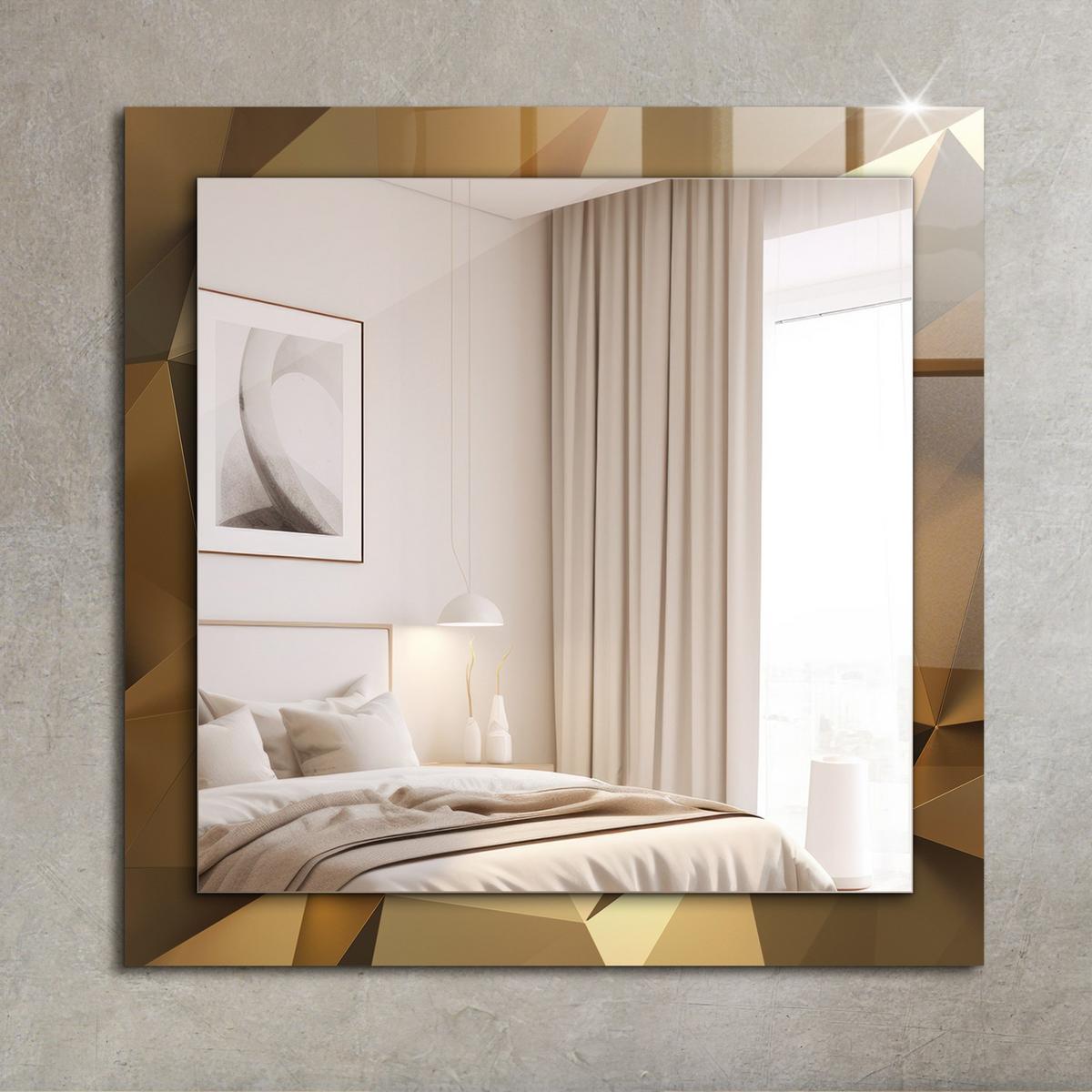 SPIEGEL 60 x 60 cm Rechteckig mit Aufdruck - Graubraun, Glas (60/60/0.4cm) - TULUP
