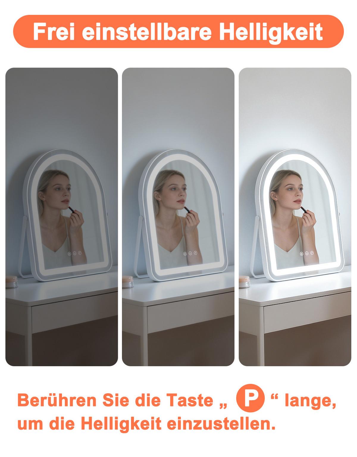 SCHMINKSPIEGEL Fenris 35/3/45 cm - Weiß, Glas/Metall (3/45/35cm) - ZMH