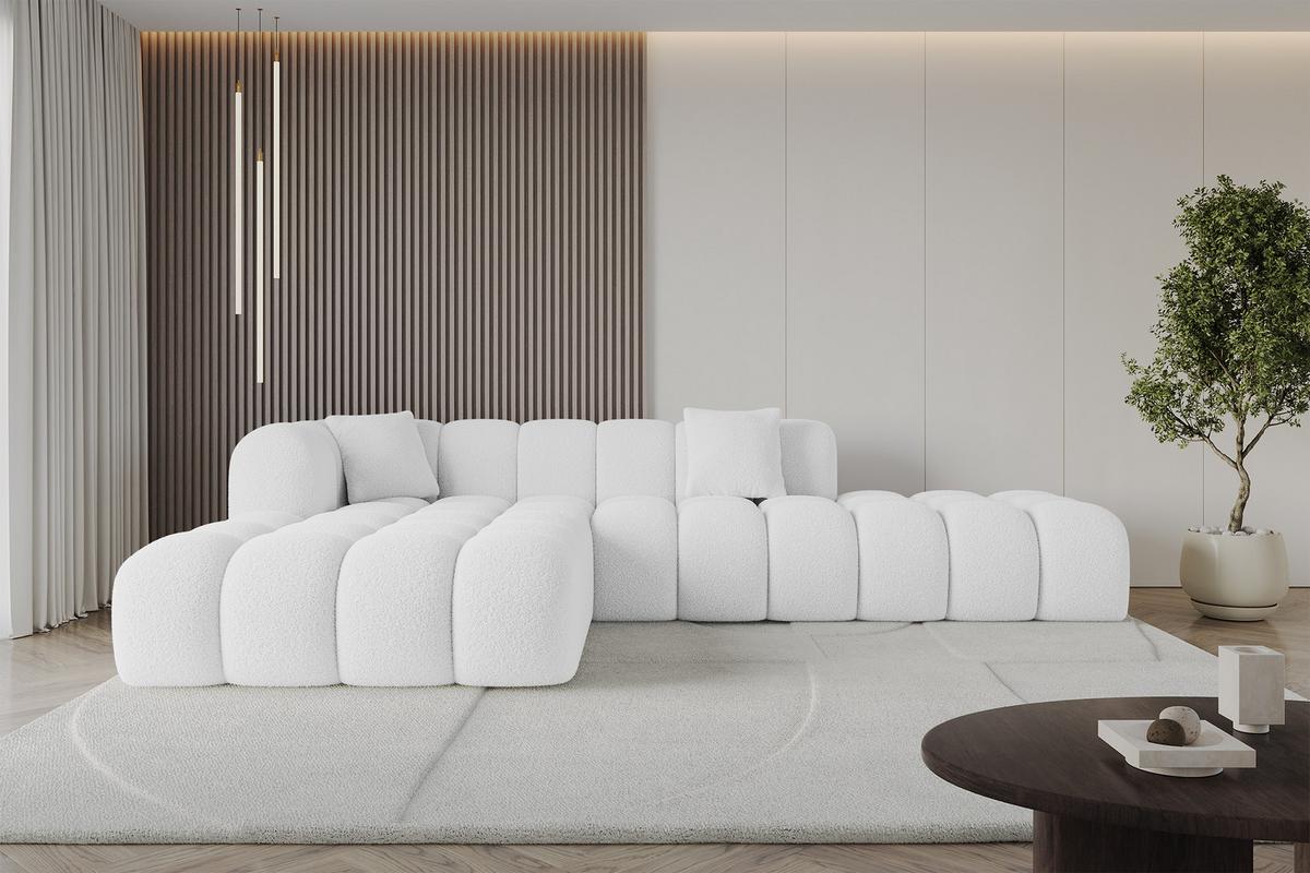 ECKSOFA Ottomane Links OLEA-L2 - 289x176x71 cm Weiß - Schwarz/Weiß, Holzwerkstoff/Kunststoff (190/309cm) - ALTDECOR