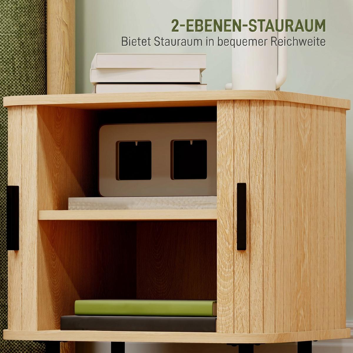 NACHTTISCH MDF Eiche - Eichefarben/Schwarz, Holzwerkstoff/Metall (48/40/48cm) - HOMCOM