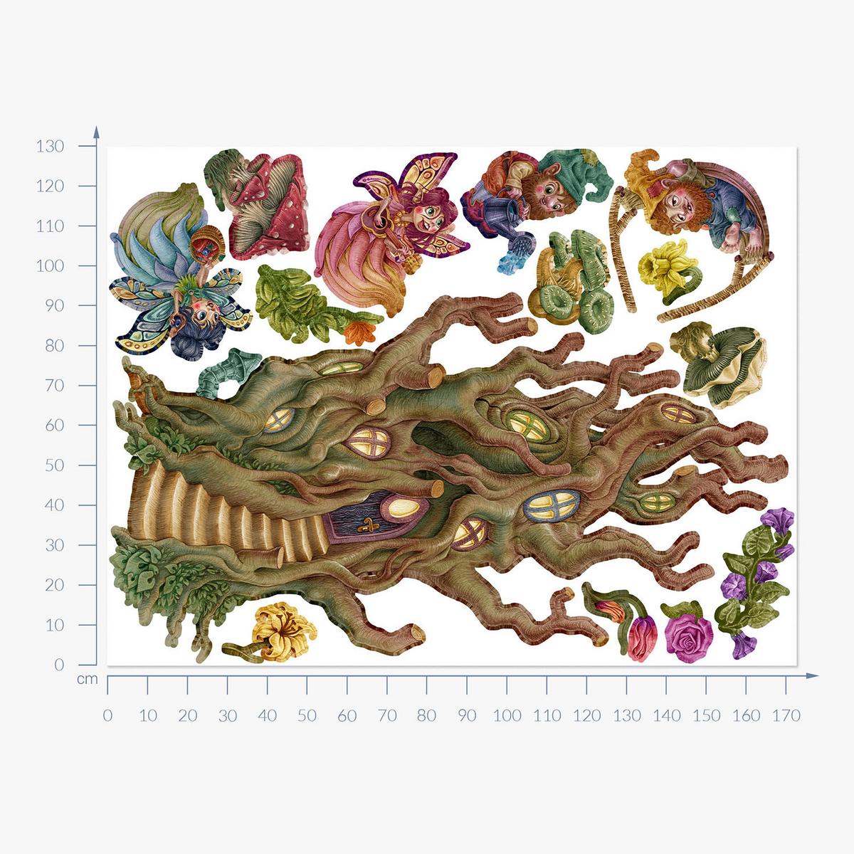 WANDAUFKLEBER 130x173cm - Feenwaldwesen - Multicolor, Kunststoff (130/173/0.1cm) - Wallfluent
