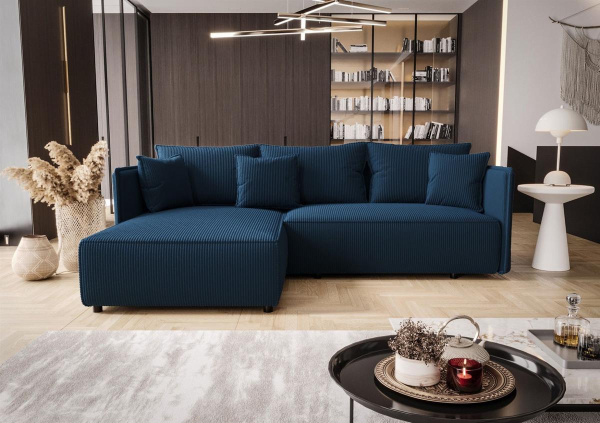 ECKSOFA Evora - Blau, Holzwerkstoff/Textil (245/185cm) - Fun Möbel