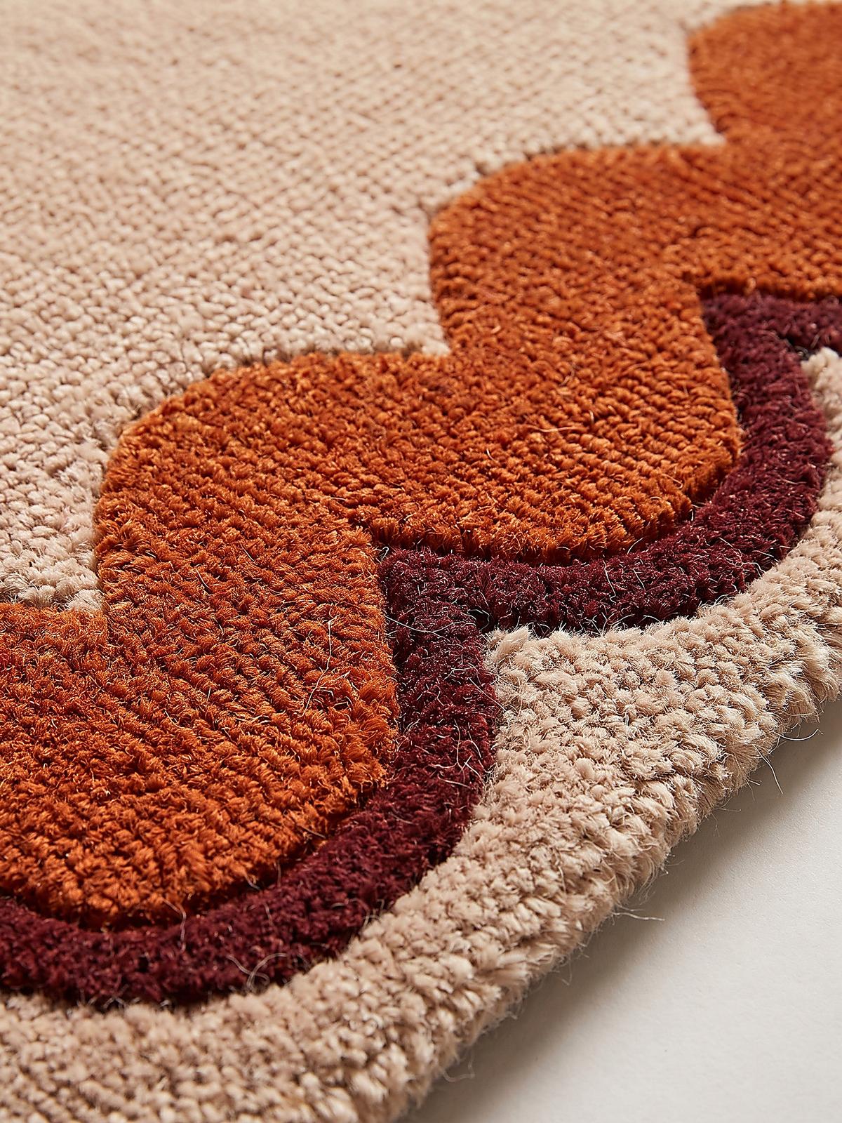 TEPPICHLÄUFER handgetuftet WAVENEY, Zickzack-Wellenbordüre, Orange, 80 x 230 cm - Orange, Textil (80/230cm) - KADIMA DESIGN