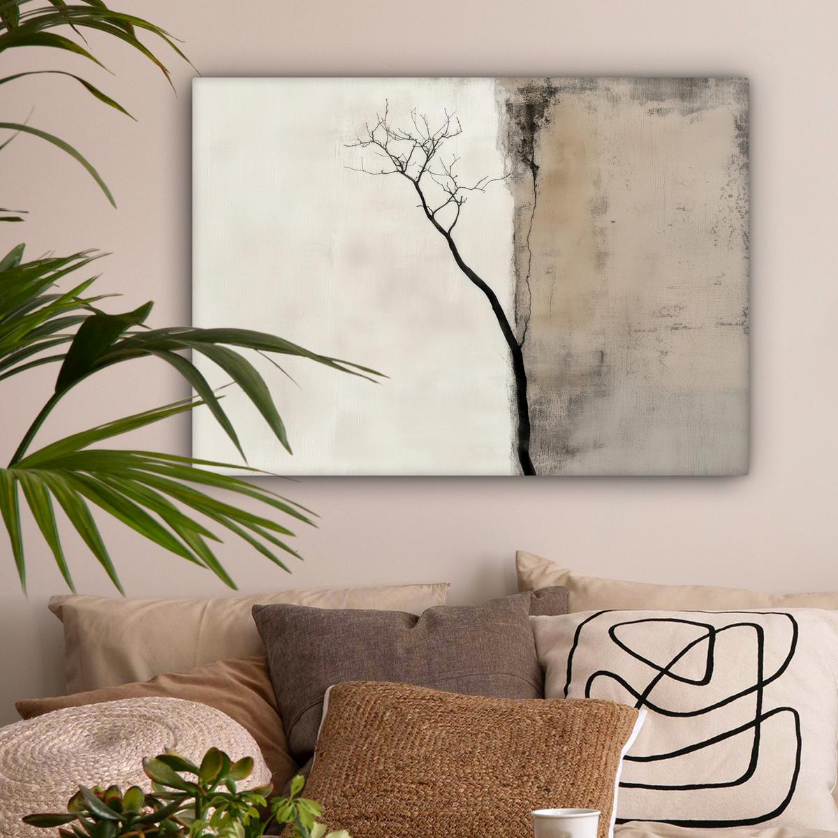 LEINWANDBILD Wabi sabi - Pflanze - Beige Wandbilder 80x60 cm - Taupe, Textil (80/60cm) - MuchoWow