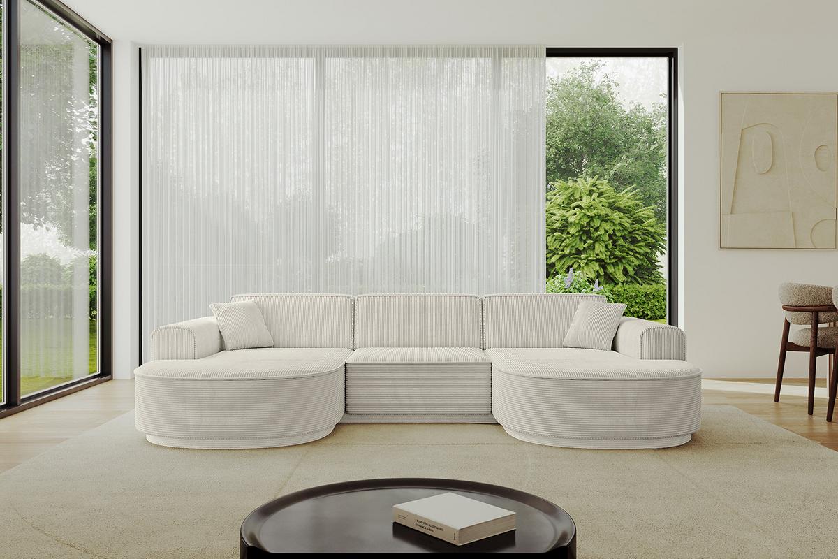 WOHNLANDSCHAFT MARI-U1-v3 - 303x171x83 cm Creme Cord - Hellgrau/Creme, Holzwerkstoff/Kunststoff (303/83/171cm) - ALTDECOR