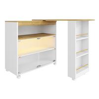BARTISCH ausziehbar mit led & rollen - Weiß, Holzwerkstoff (39/138/105cm) - Urban Meuble