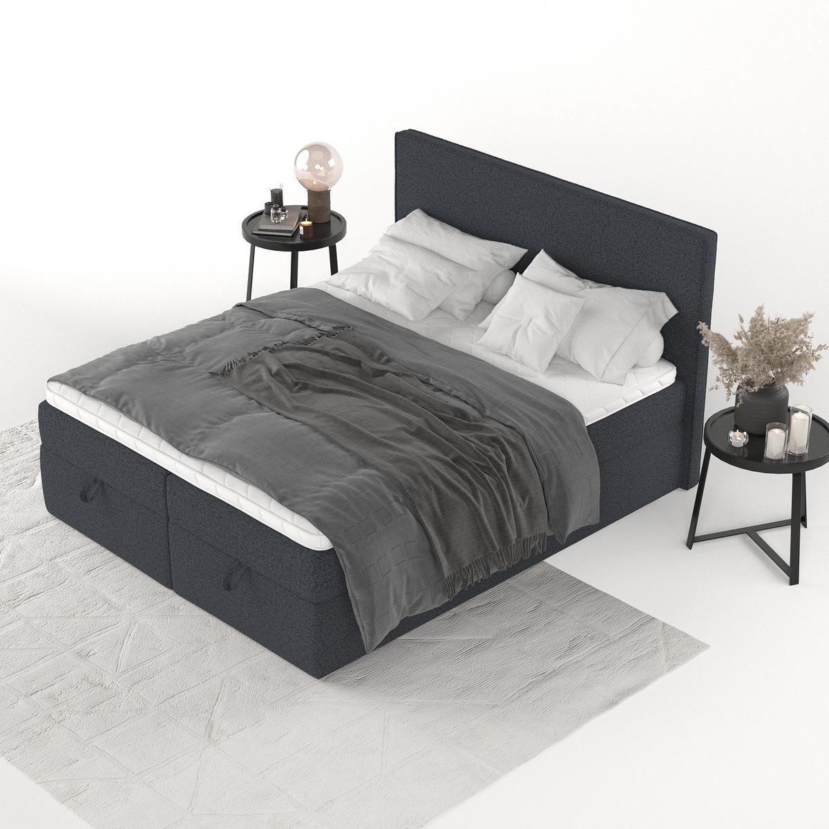 BOXBETT Velma 140/200 cm Anthrazit im Riva Stoff - Anthrazit/Schwarz, Holz/Holzwerkstoff (140/200cm) - AltaBeds