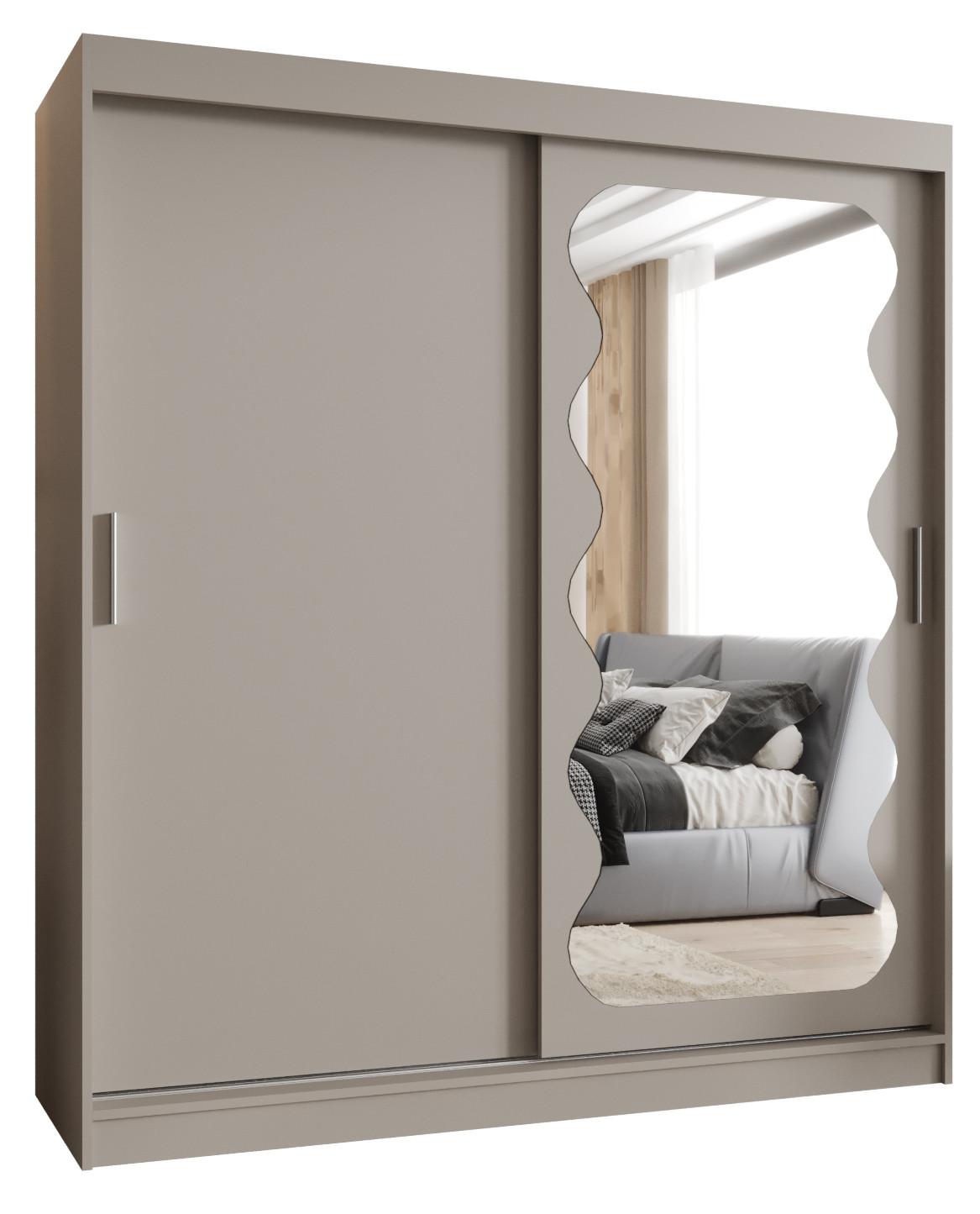 SCHIEBETÜRENSCHRANK mit Spiegel SPOTI 200/180/62 2-türig - Kaschmir/Silberfarben, Holz (180/200/62cm) - MÖBEL KRYSPOL