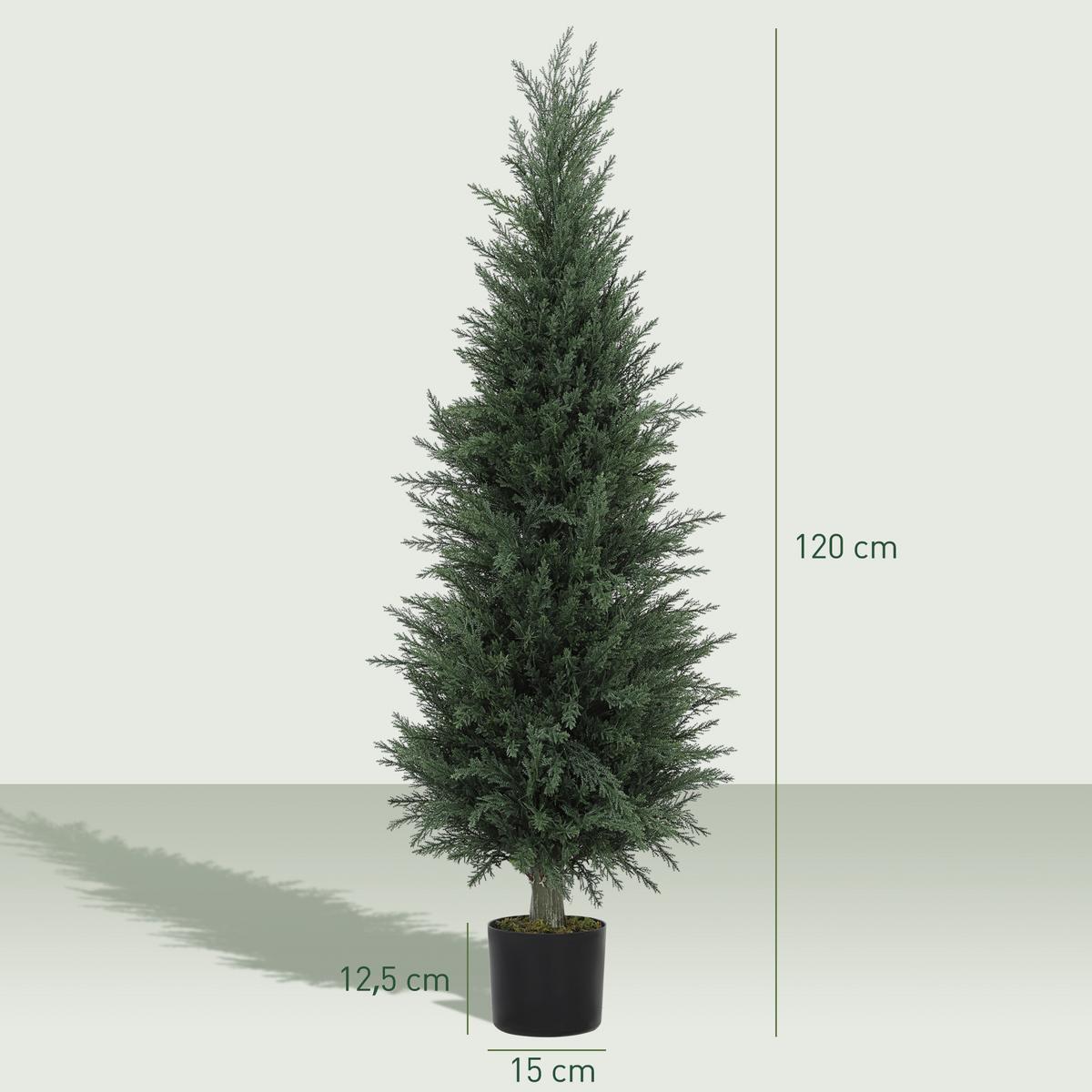 KÜNSTLICHE Zypresse groß 120 cm Kunstpflanze, künstliche Pflanzen im Topf - Grün, Kunststoff (120cm) - HOMCOM