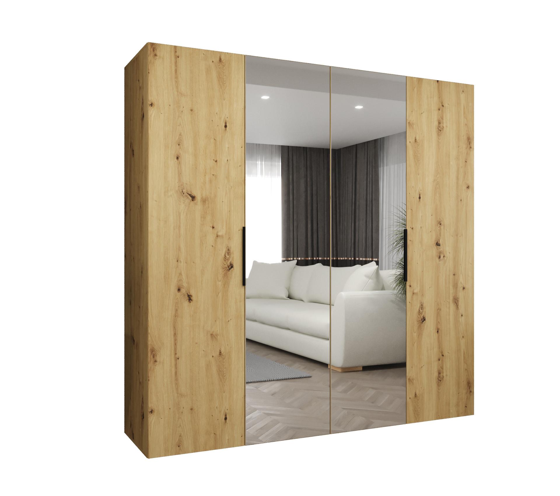 DREHTÜRENSCHRANK 202/200/52 4-türig - Kaschmir/Schwarz, Holz (200/202/52cm) - MÖBEL KRYSPOL
