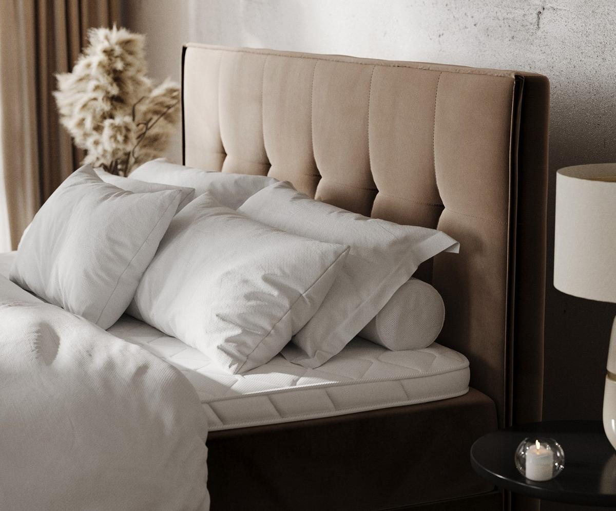 BOXBETT Tivra 140/200 cm Braun im Paros Stoff - Schwarz/Braun, Holz/Holzwerkstoff (140/200cm) - AltaBeds