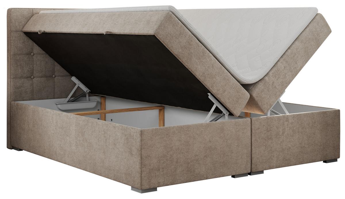 BOXBETT CARMEN 120/200 Beige Struktur - H3 - Beige, Holz/Textil (120/200cm) - MKS