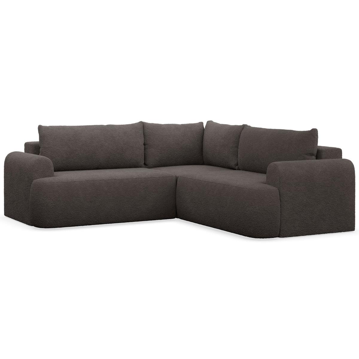 ECKSCHLAFSOFA Ovo TAUPEFARBENER STOFF universell MIT BETTKASTEN - Graubraun/Schwarz, Kunststoff/Textil (245/245cm) - Selsey