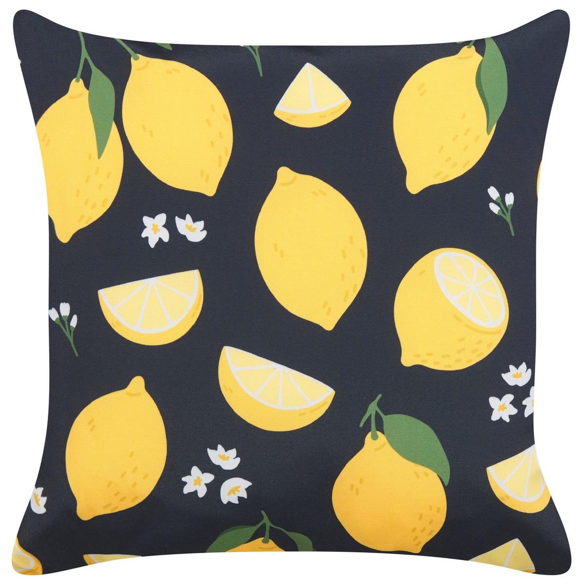 DEKOKISSEN 2er-Set Schwarz 45/45 cm Orchid - Schwarz, Textil (45/45cm) - Beliani