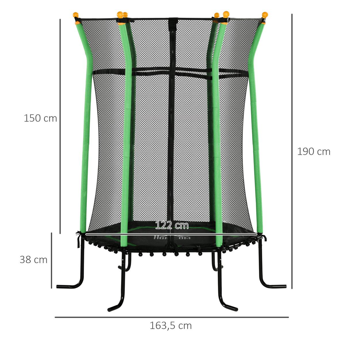KINDERTRAMPOLIN Stahl Kunststoff Grün - Grün, Metall (111/122cm) - HOMCOM